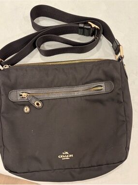 Coach Black Nylon Crossbody with Gold Accents